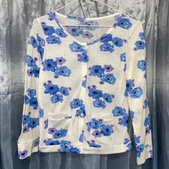 UNKNOWN BRAND - Gorgeous Blue & White Floral Cardigan - Unknown Size, Read On... - Picture 1 of 6